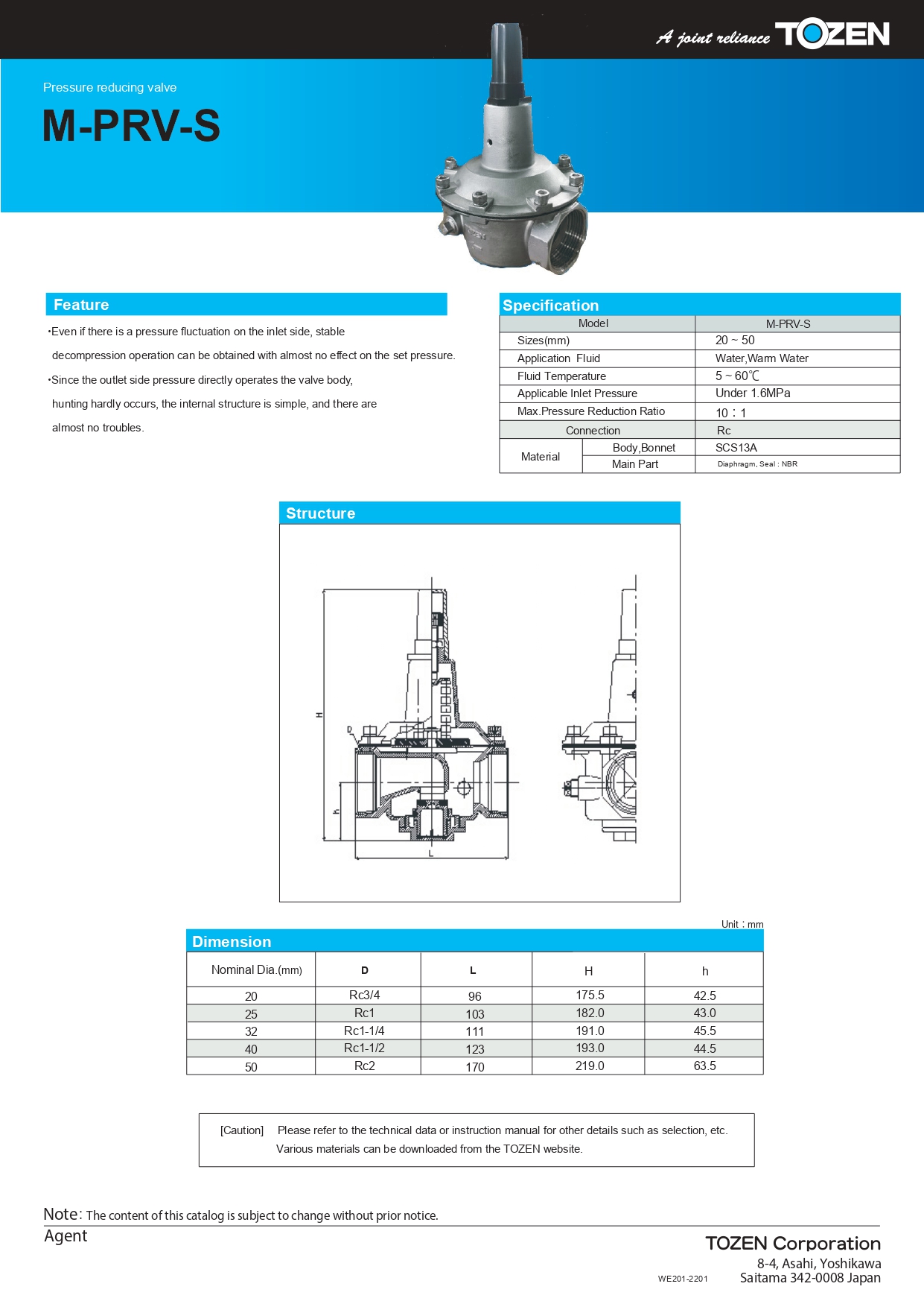 MPRVS Van giảm áp nối ren TOZEN